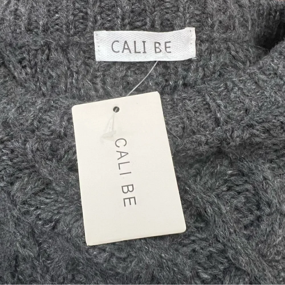 NWT Nordstrom Cali Be Charcoal Gray‎ Cable Knit Crew Neck Sweater - XL/1X